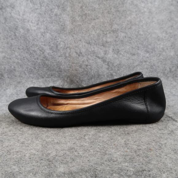 Lucky Brand Shoes Womens 8 Ballet Flats Black Leather Slip On Round Toe Classic - Picture 4 of 13